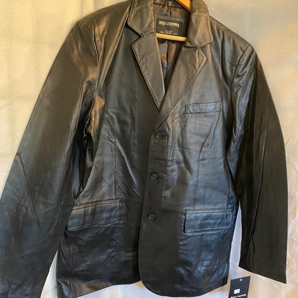 NWT Niko Men's Black Leather Blazer Size Large - Picture 2 of 8